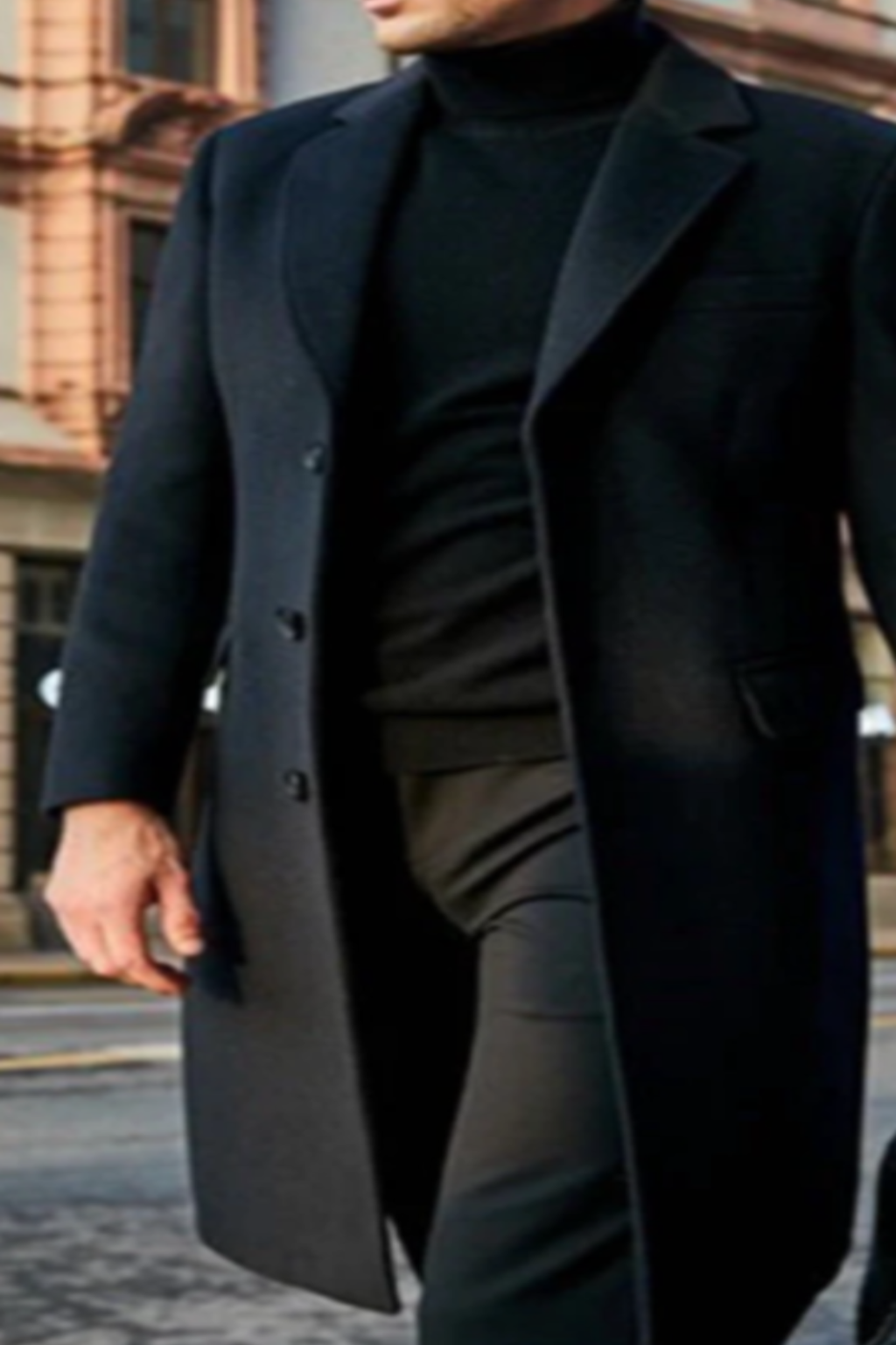 3/4 Lennon Overcoat - 95% Wool, 5% Silk - Navy