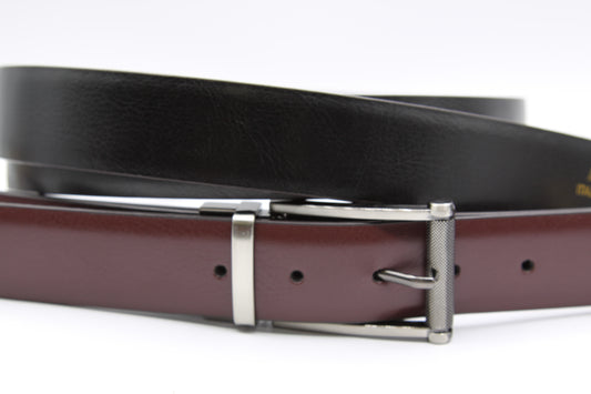 17841104 - Italian Leather Belt - Reversible Black/Burgundy