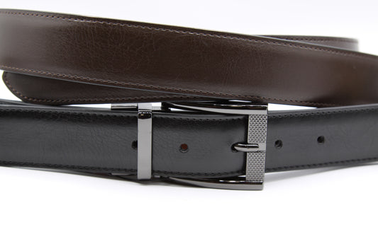 17440413 - Italian Leather Belt - Reversible Black/Chocolate