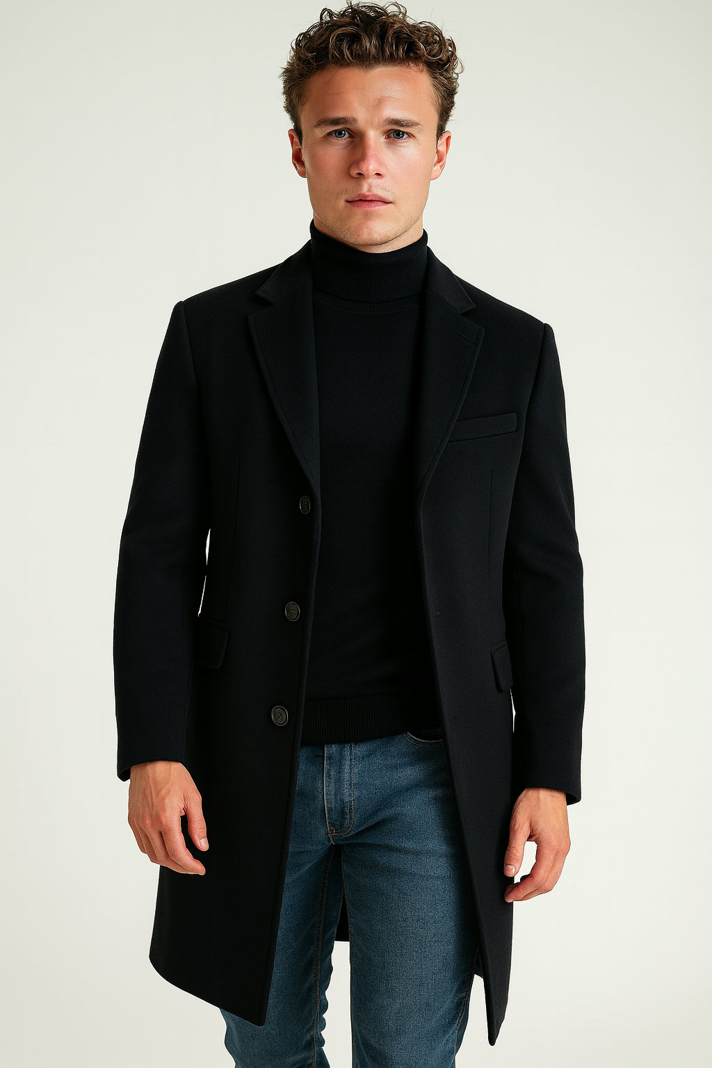 Lennon Coat - 95% Wool, 5% Silk - Black