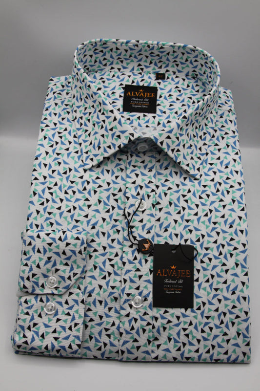 Shirt - Sax - Pure Cotton European Fabric - Single Cuff